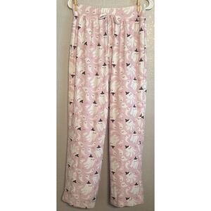 Spooky Night Pink Ghost Pajama Pants Women's Size Small Halloween Witch Hat Soft